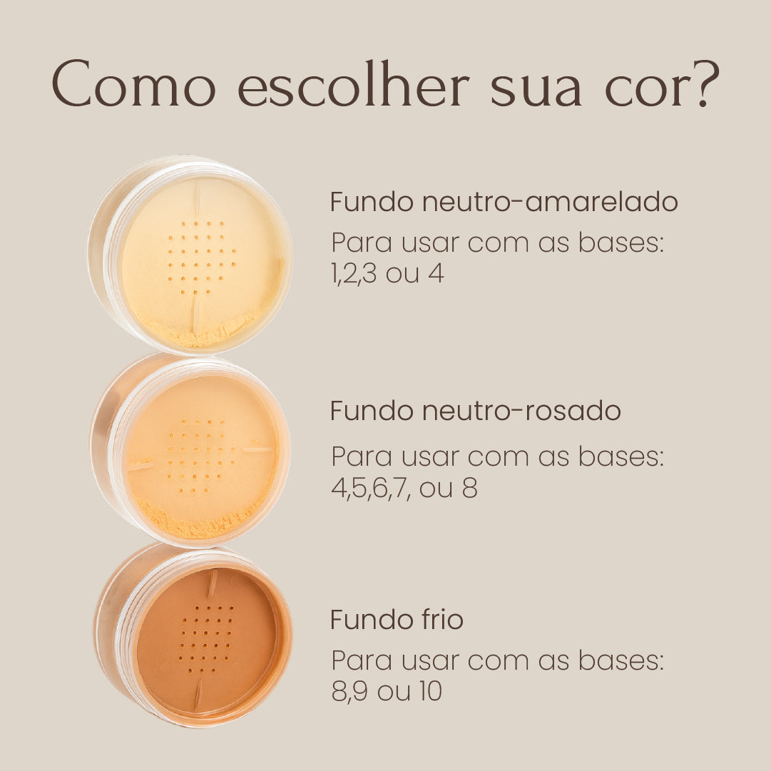 po resistente à água e ao suor, vegano, hipoalergênico, sem parabenos, cruelty free, disfarça poros e linhas, efeito blindagem