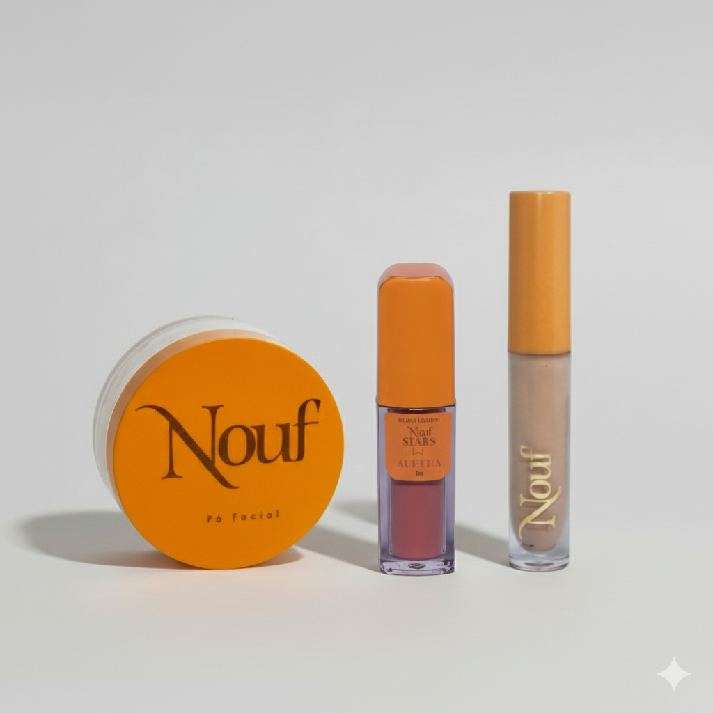 Kit Básico Completo: Blush Líquido + Corretivo 4,5ml + Pó Facial 18g