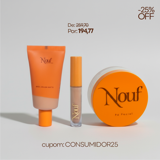 Kit Base Matte + Corretivo Matte + Pó Facial Nouf