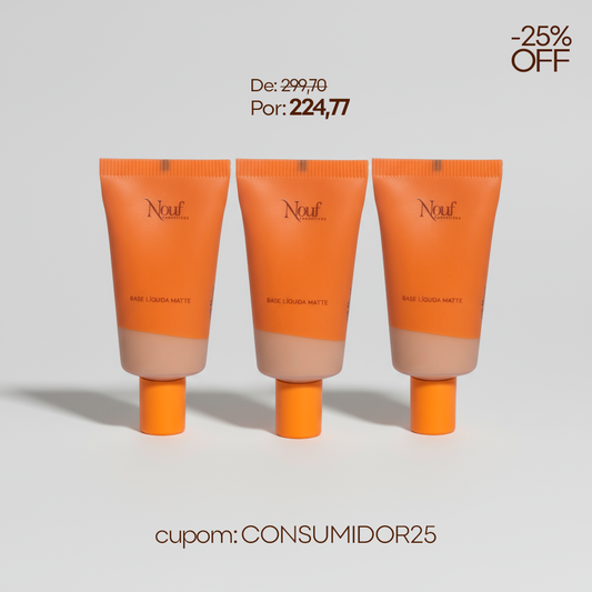 Kit 3 Bases Líquidas Nouf 30g | Resistentes à Água e ao Suor
