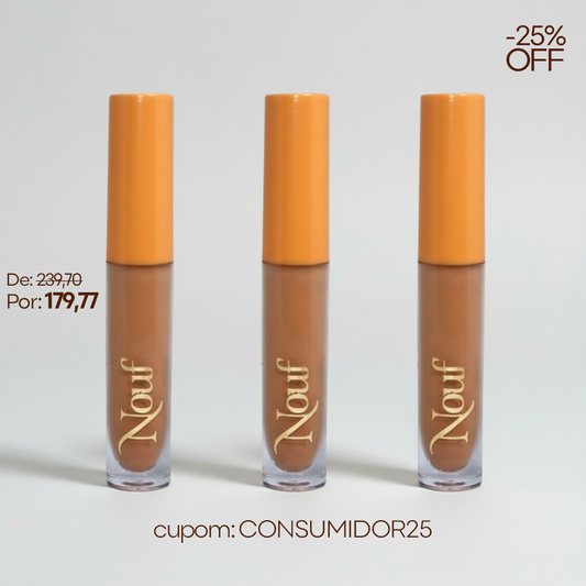 Kit 3 Corretivos Líquidos Nouf 4,5ml | Resistentes à Água e ao Suor