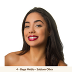 Base líquida para todos os tipos de pele, resistente à água e ao suor, vegana, hipoalergênica, longa duração. 
Cor 04, bege médio.