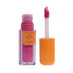blush líquido multifuncional rosa nos lábios, olhos e bochechas, resistente à água e ao suor, vegano e sem parabenos. 