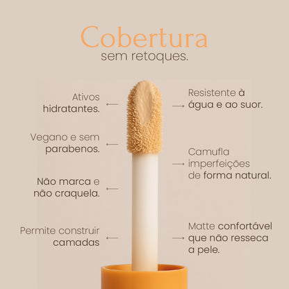 Corretivo líquido Nouf matte, resistente à água, que cobre olheiras sem marcar linhas.