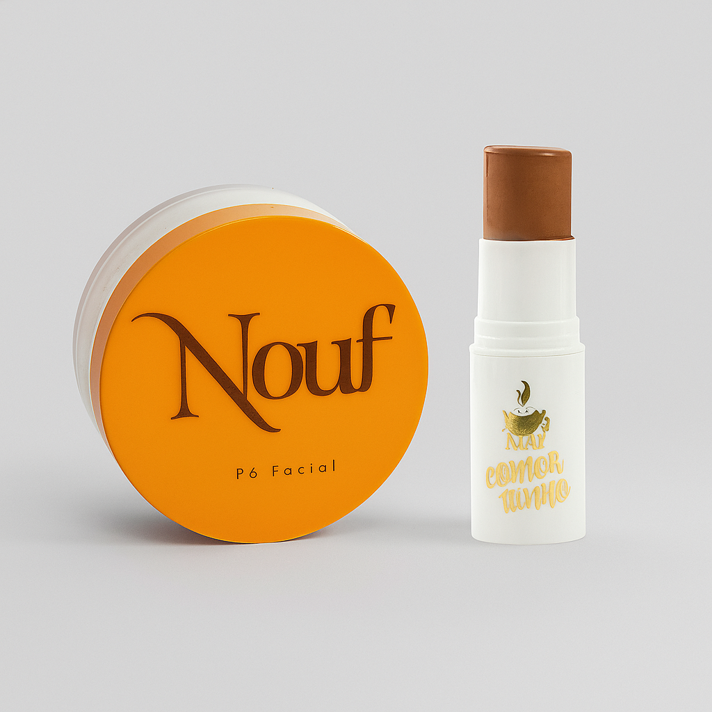 Kit Acabamento Nouf: Pó Facial 18g + Contorninho Stick 6g