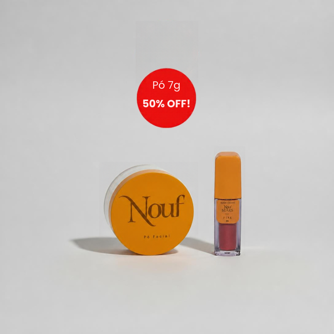 Kit de Bolsa Nouf: Blush Líquido + Mini Pó 7g com 50% OFF!